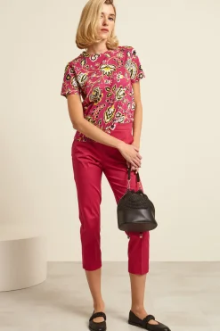 T-shirt con spacchetti - Fucsia Giallo Nero