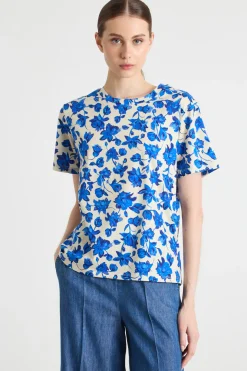 T-shirt con stampa all-over - Bianco Blu