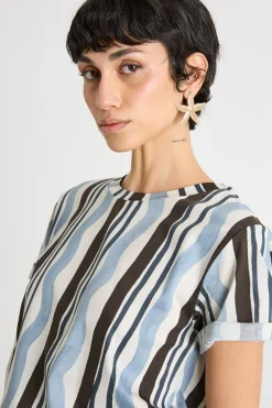 T-shirt con stampa all-over - Marrone Azzurro Bianco