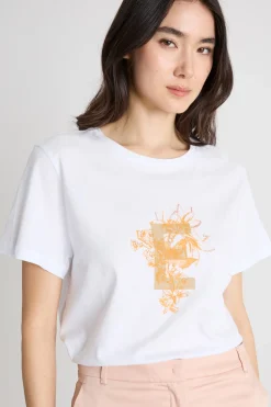 T-shirt con stampa - Bianco Arancione