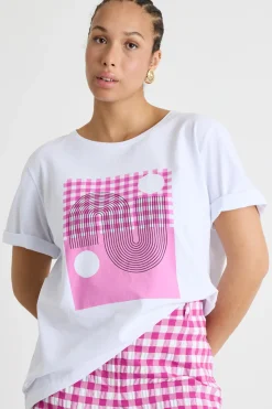 T-shirt con stampa - Bianco Rosa