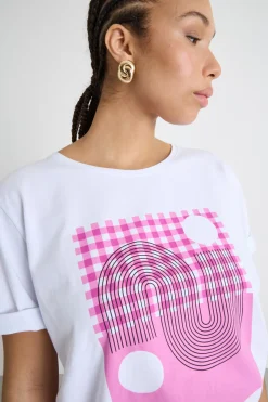 T-shirt con stampa - Bianco Rosa