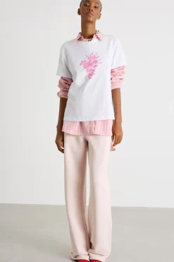 T-shirt con stampa - Bianco Rosa