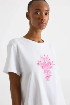 T-shirt con stampa - Bianco Rosa