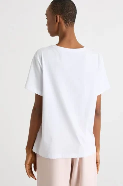 T-shirt con stampa - Bianco Rosa