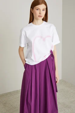 T-shirt con stampa - Bianco Rosa