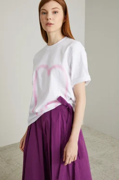 T-shirt con stampa - Bianco Rosa