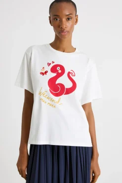 T-shirt con stampa - Bianco Rosso