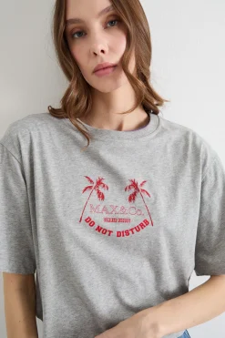 T-shirt con stampa - Grigio Rosso