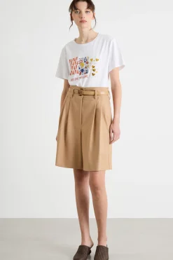 T-shirt con stampe e paillettes - Bianco