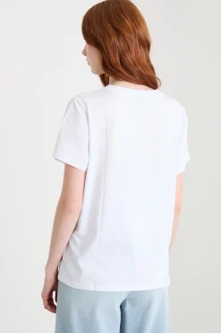 T-shirt con stampe e paillettes - Bianco Blu