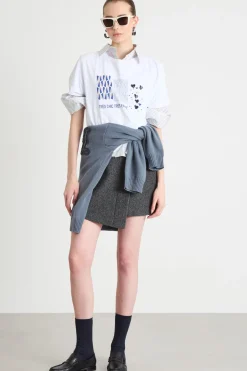 T-shirt con stampe e paillettes - Bianco Blu