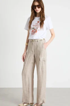 T-shirt con stampe e paillettes - Bianco Rosa Rosso