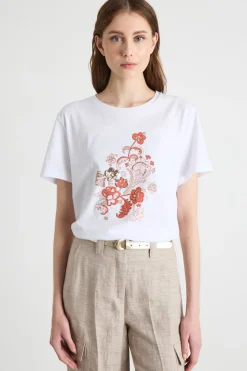 T-shirt con stampe e paillettes - Bianco Rosa Rosso