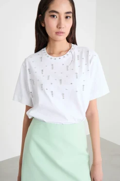 T-shirt con strass - Bianco