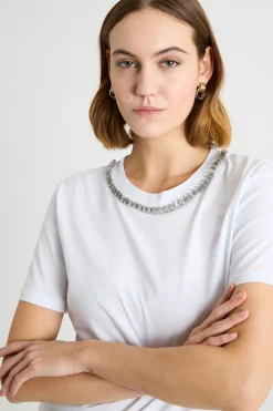 T-shirt con strass - Bianco