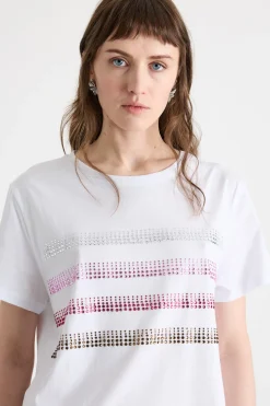 T-shirt con strass - Bianco Rosa