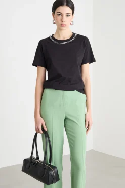 T-shirt con strass - Nero
