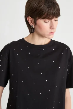 T-shirt con strass - Nero