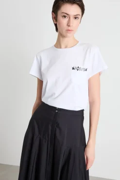 T-shirt con taschino ricamato - Bianco