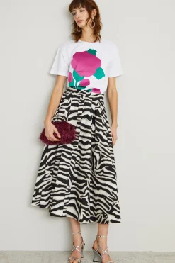 T-shirt di cotone stampata - Bianco Fuxia Verde