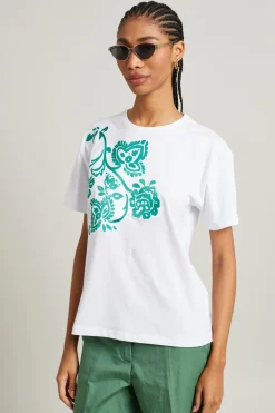 T-shirt di cotone stampata - Bianco Verde