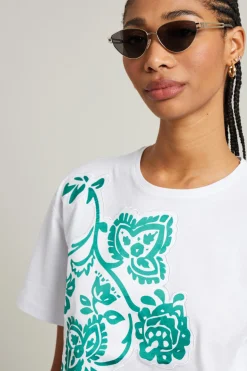 T-shirt di cotone stampata - Bianco Verde