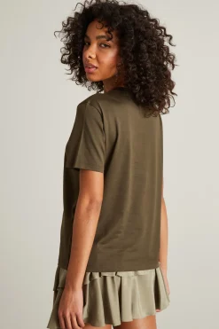 T-shirt dritta in cotone - Verde