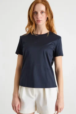 T-shirt dritta in jersey - Blu