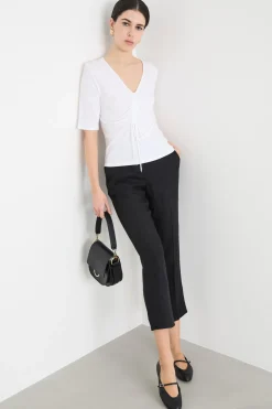 T-shirt fluida con drappeggio - Bianco