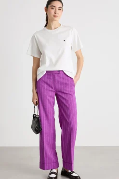 T-shirt girocollo con spacchi - Bianco