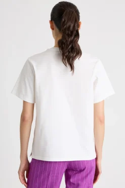 T-shirt girocollo con spacchi - Bianco