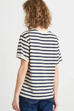 T-shirt girocollo con spacchi - Bianco Blu