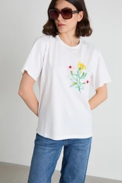 T-shirt girocollo con stampa - Bianco