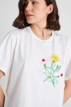 T-shirt girocollo con stampa - Bianco