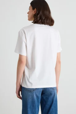 T-shirt girocollo con stampa - Bianco