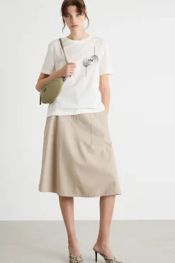 T-shirt girocollo in jersey - Bianco Nero