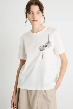 T-shirt girocollo in jersey - Bianco Nero
