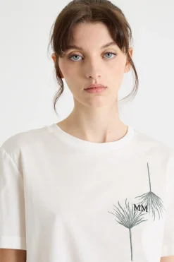 T-shirt girocollo in jersey - Bianco Nero