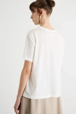 T-shirt girocollo in jersey - Bianco Nero