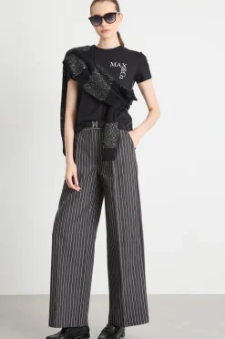 T-shirt girocollo in jersey - Nero