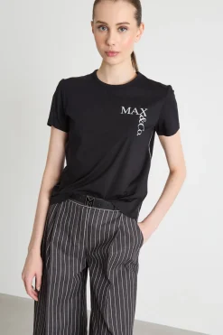 T-shirt girocollo in jersey - Nero