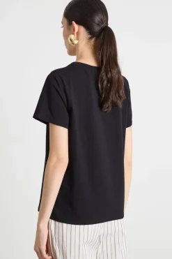 T-shirt girocollo in jersey - Nero