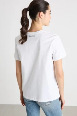 T-shirt girocollo in jersey ricamato - Bianco