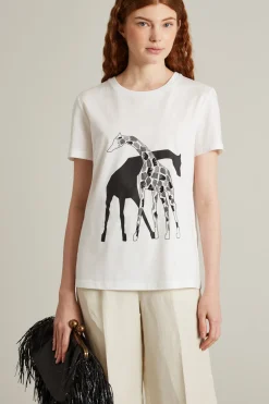 T-shirt in cotone con stampa - Bianco Nero