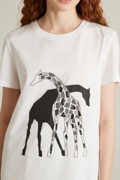 T-shirt in cotone con stampa - Bianco Nero