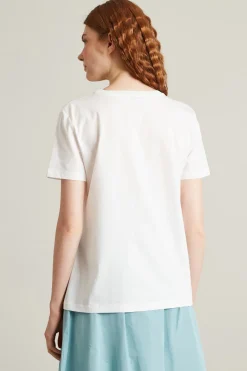 T-shirt in cotone con stampa - Bianco Oro