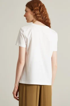 T-shirt in cotone con stampa - Bianco Rosa