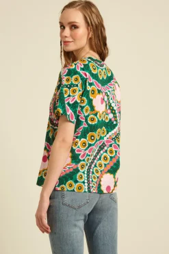 T-shirt in cotone - Verde Fucsia Arancio