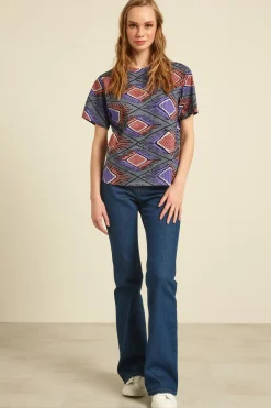 T-shirt in cotone - Viola Grigio